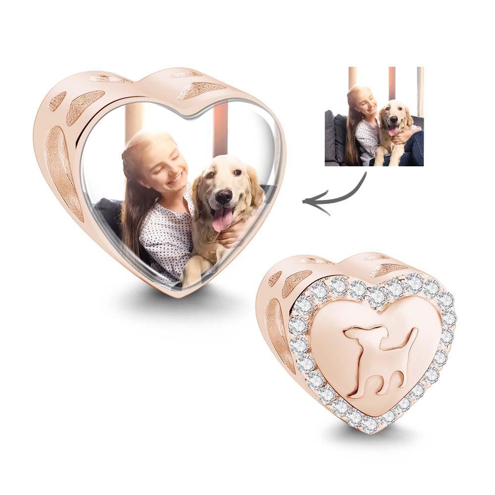 Custom Photo Heart Charm Zircon Decor Pet Dog Design Gifts For Pet Lovers - NameNecklace