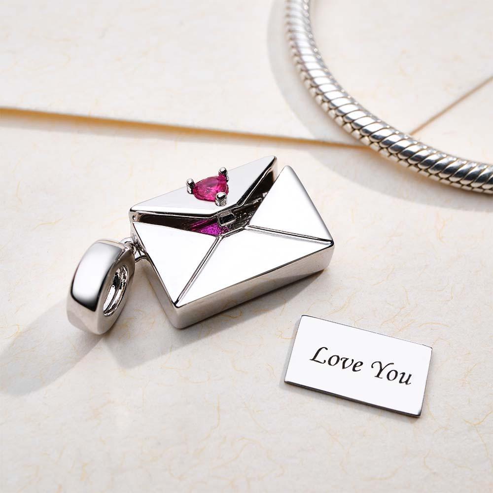 Engravable Openable Envelope Charm With Birthstone Creative Love Letter Pendant Jewelry For Her - NameNecklace