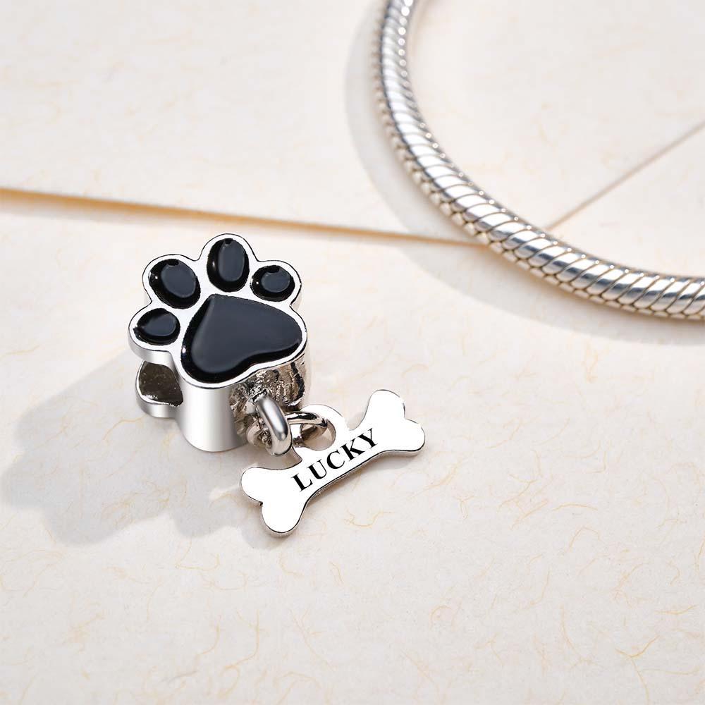 Lovely Engraved Pet Dog Charm Pet Paw And Bone Pendant Jewelry For Pet Lovers - NameNecklace