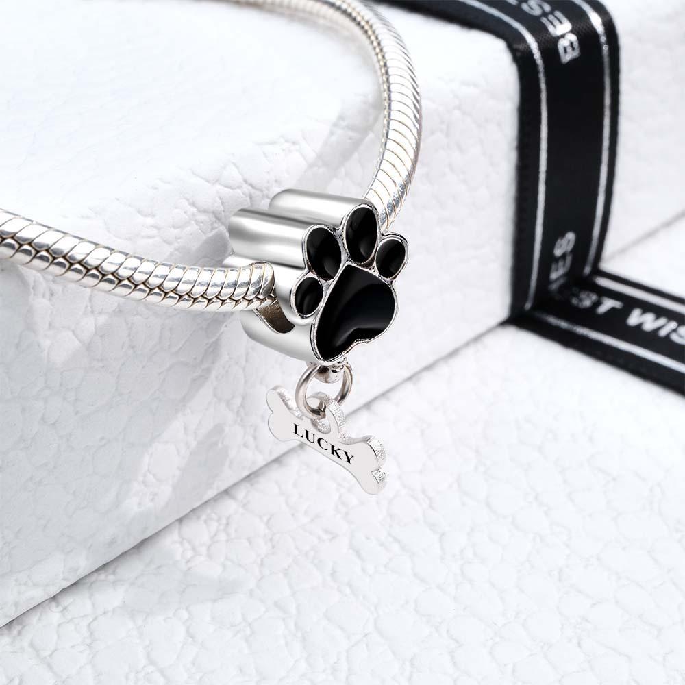 Lovely Engraved Pet Dog Charm Pet Paw And Bone Pendant Jewelry For Pet Lovers - NameNecklace