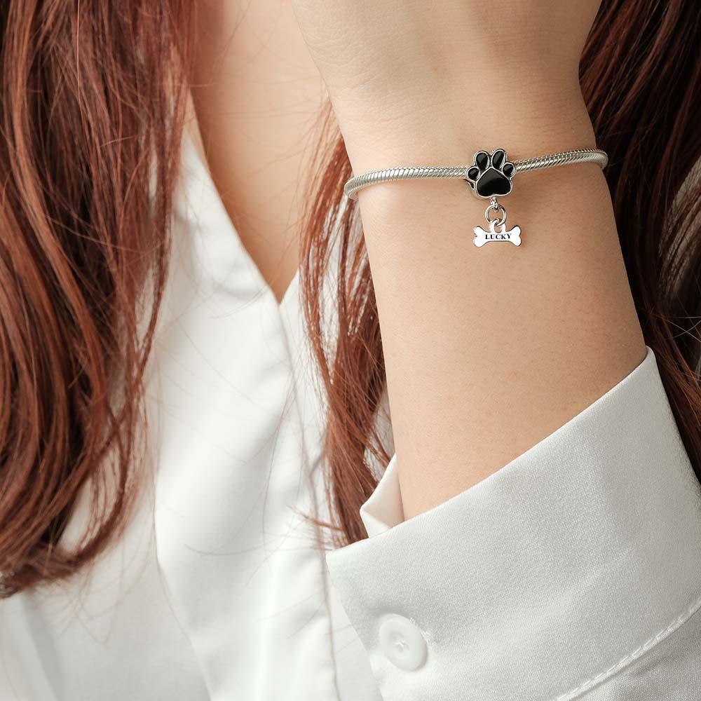 Lovely Engraved Pet Dog Charm Pet Paw And Bone Pendant Jewelry For Pet Lovers - NameNecklace