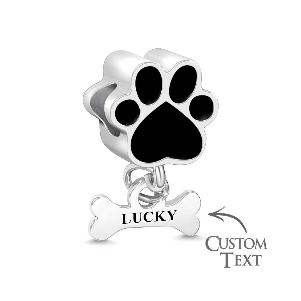 Lovely Engraved Pet Dog Charm Pet Paw And Bone  Pendant Jewelry For Pet Lovers - NameNecklace