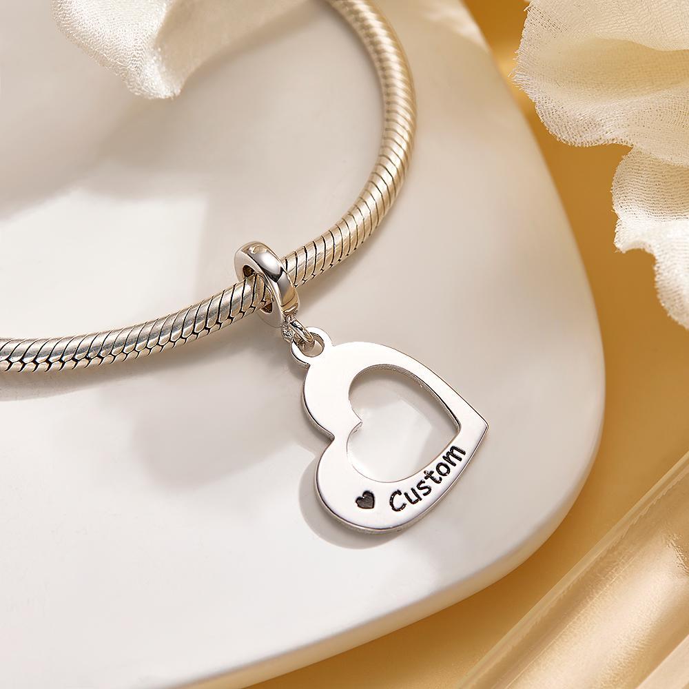 Engravable Charm Set Hollow Out Heart Pendant Mother's Day Gifts - NameNecklace
