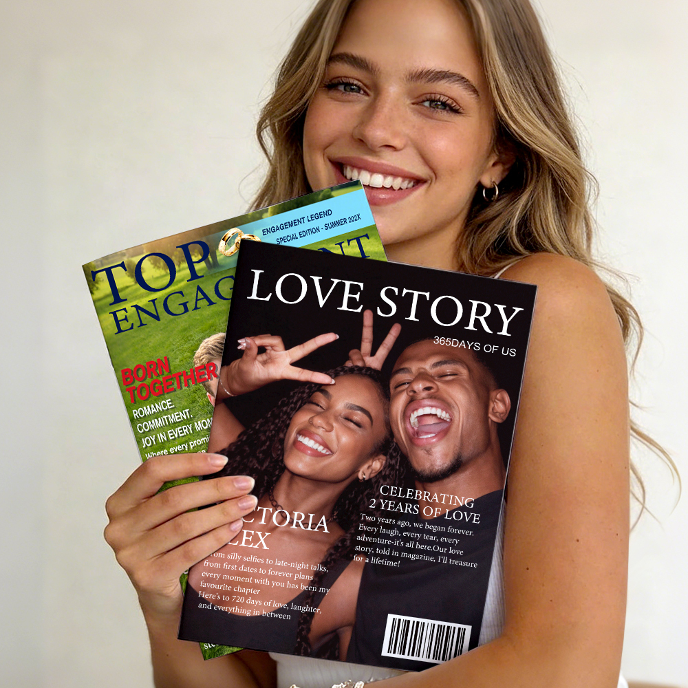 Personalized LOVE STORY Magazine for Couples on Valentine's Day - namenecklace
