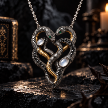 Gothic Dark Romance Heart Pendant – Sculptural 925 Sterling Silver with Gemstones, Scales & Intricate Carvings