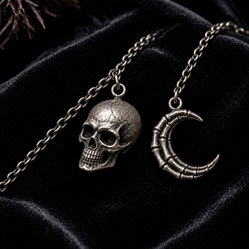 Gothic Raven and Crescent Moon Pendant – Sculptural 925 Sterling Silver with Purple Gemstone Moon, Feathers & Fine Carvings