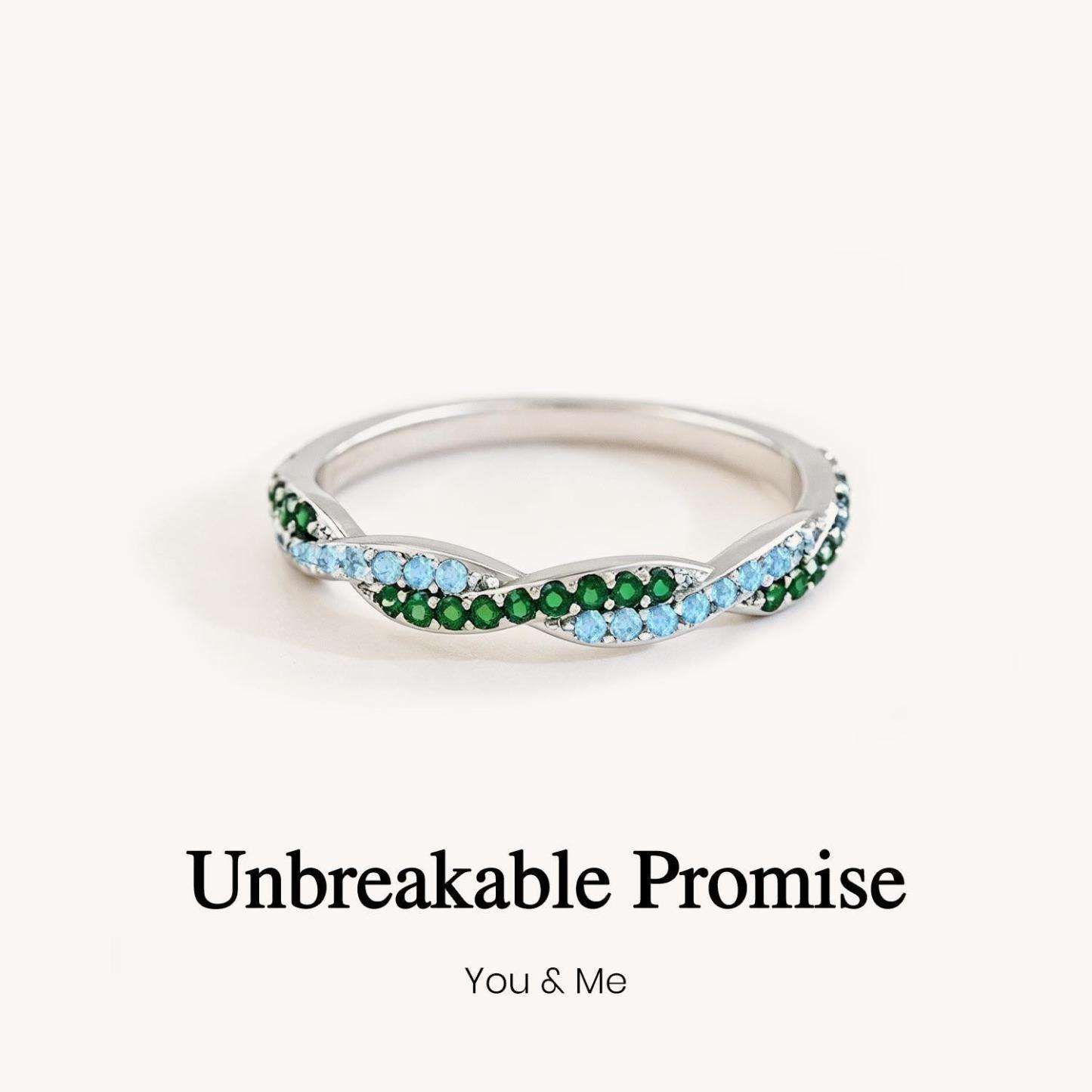 Personalized Two Birthstone Twisted Wave Ring Custom Wavy Promise Ring Interlocking Wave Gemstone Statement Ring
