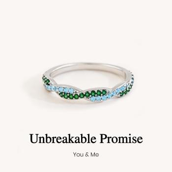 Personalized Two Birthstone Twisted Wave Ring Custom Wavy Promise Ring Interlocking Wave Gemstone Statement Ring