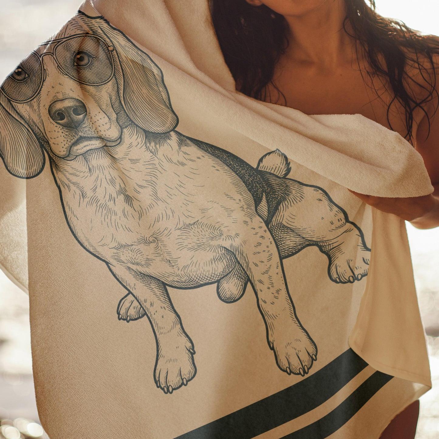 Custom Dog Portrait Towel Personalized Cat Name Microfiber Pool Mat Beach Party Gift for Pet Owners