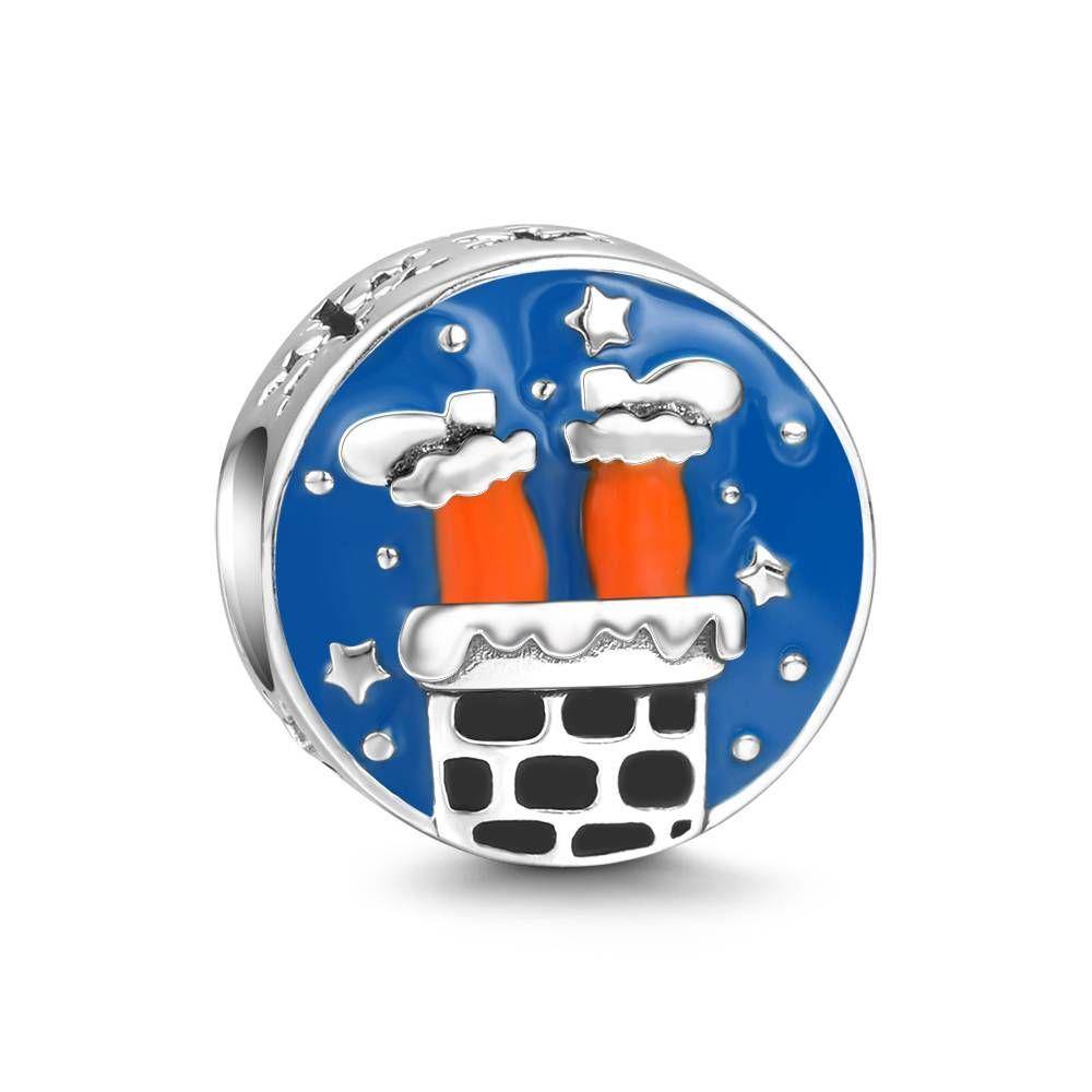 Santa Claus Delivering Gifts Charm Christmas Gift silver