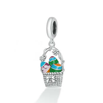easter egg basket enamel charm 925 sterling silver easter gifts dy1404