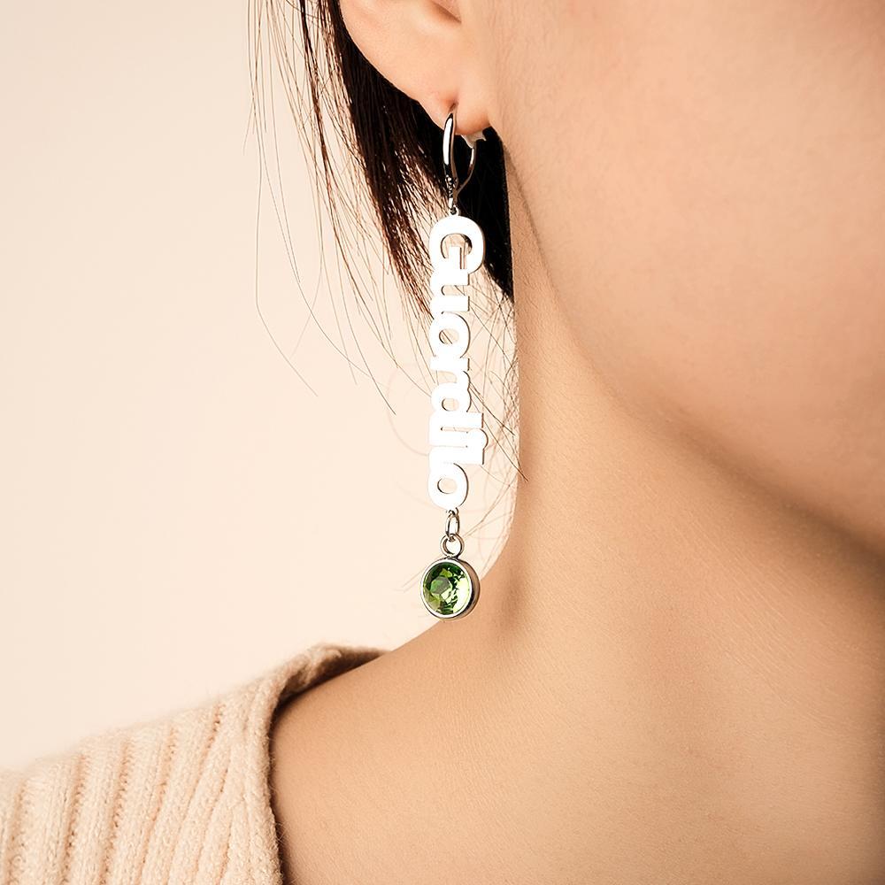 Custom Name Birthstone Earrings Simple Gifts for Girlfriend - NameNecklace