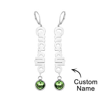 Custom Name Birthstone Earrings Simple Gifts for Girlfriend - NameNecklace