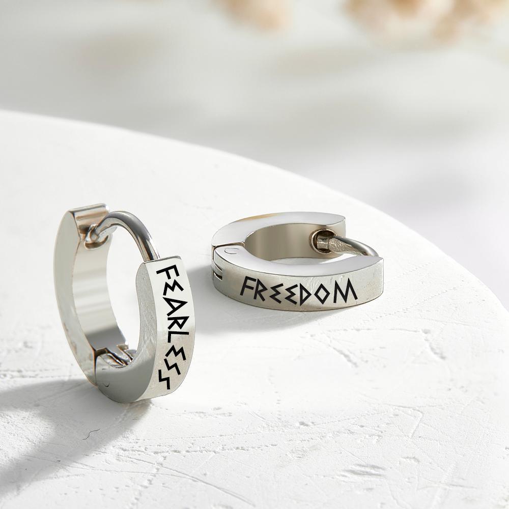 Engravable Earrings Norse Viking Trendy Earrings For Women Men - NameNecklace
