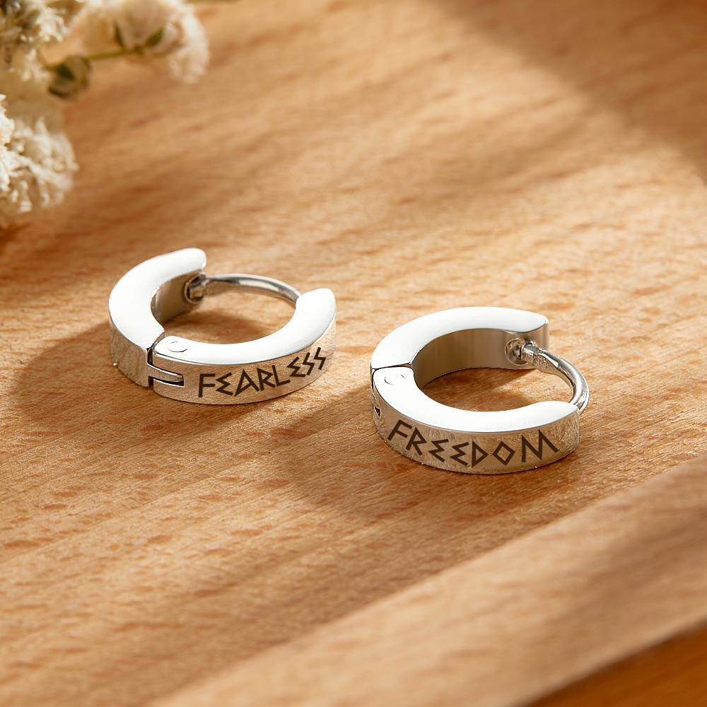 Engravable Earrings Norse Viking Trendy Earrings For Women Men - NameNecklace