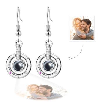 Custom Projection Earring Exquisite Circular Pendant Gifts - NameNecklace