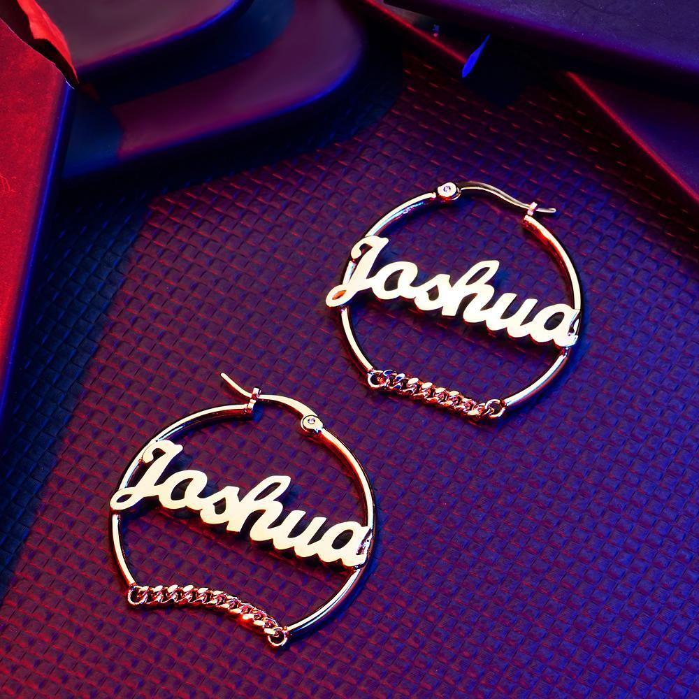 Personalized Hip Hop Name Earrings Vintage Chain Earrings Fashion Jewelry Gift For Women - NameNecklace