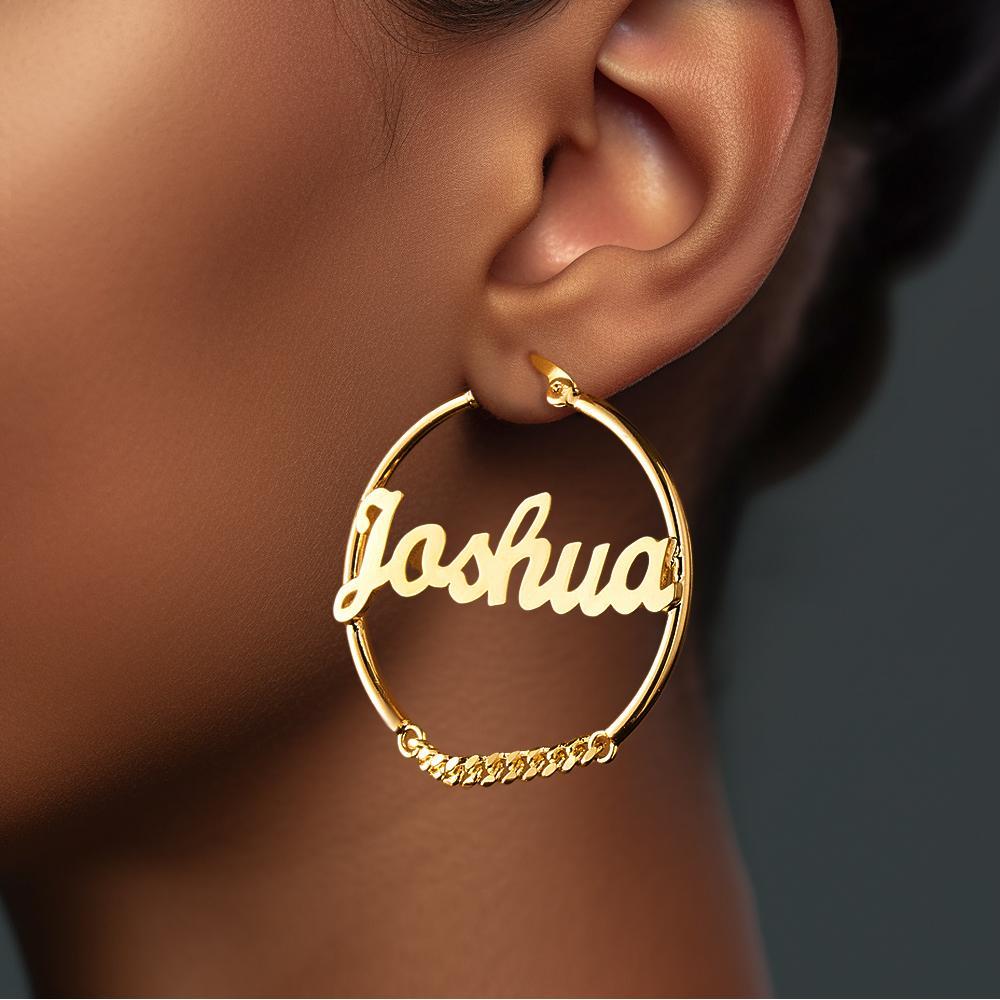 Personalized Hip Hop Name Earrings Vintage Chain Earrings Fashion Jewelry Gift For Women - NameNecklace