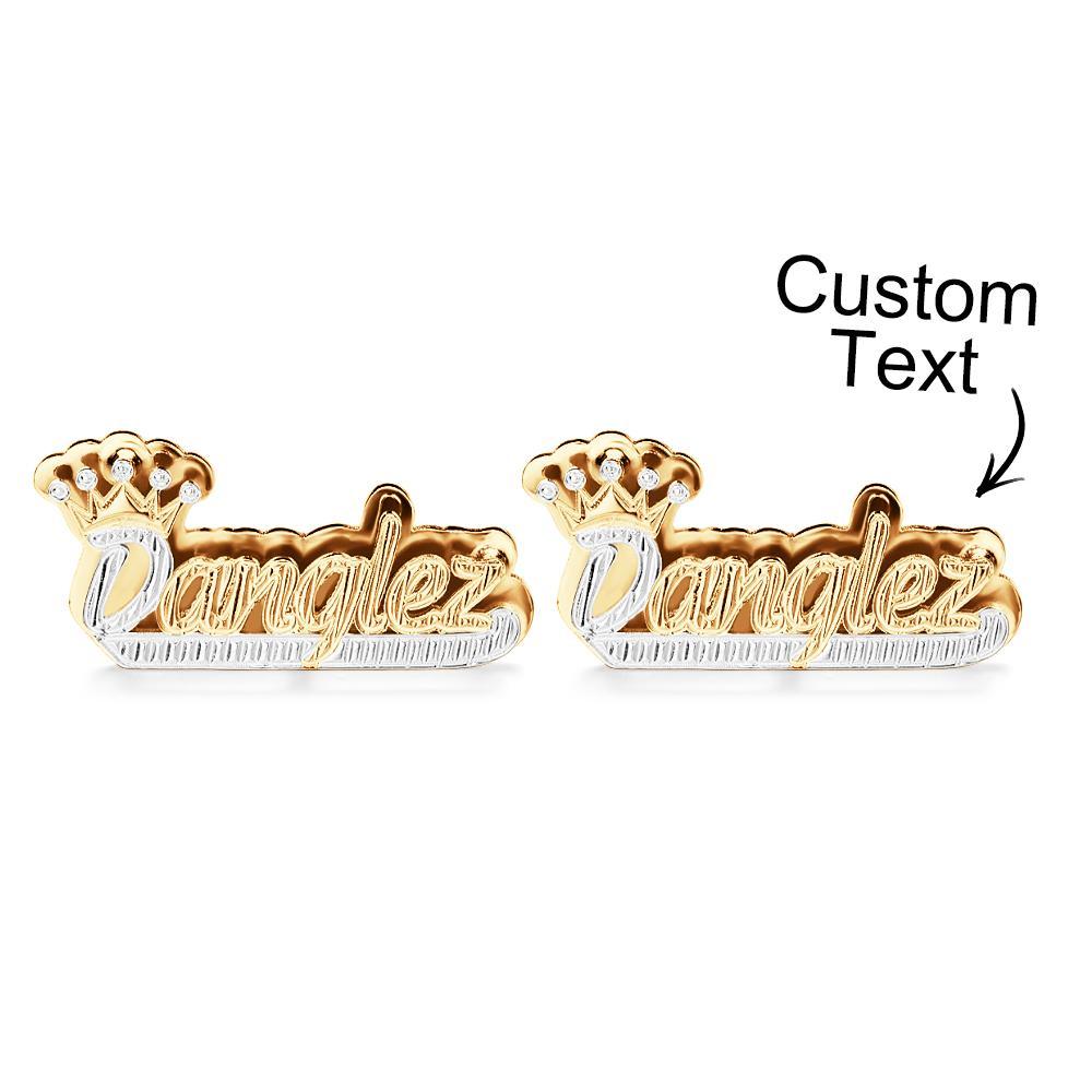 Personalized Crown Name Earrings Initial Name Hip Hop Earrings Trendy Jewelry Gift For Men - NameNecklace