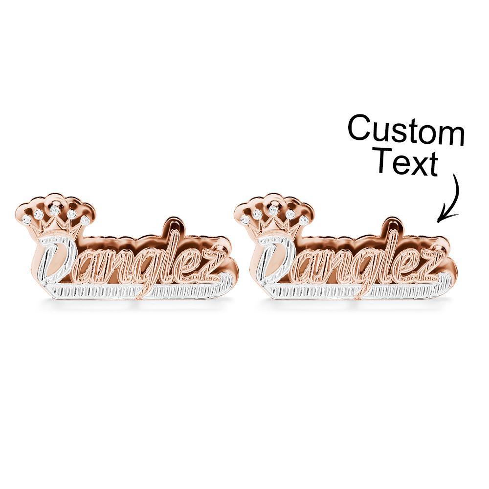 Personalized Crown Name Earrings Initial Name Hip Hop Earrings Trendy Jewelry Gift For Men - NameNecklace