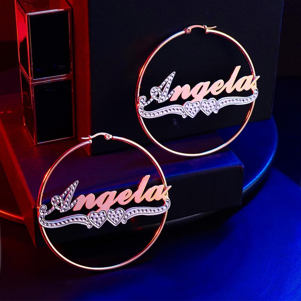 Personalized Hip Hop Name Earrings Initial Name Hoop Earrings Elegant Jewelry Gift For Girls - NameNecklace