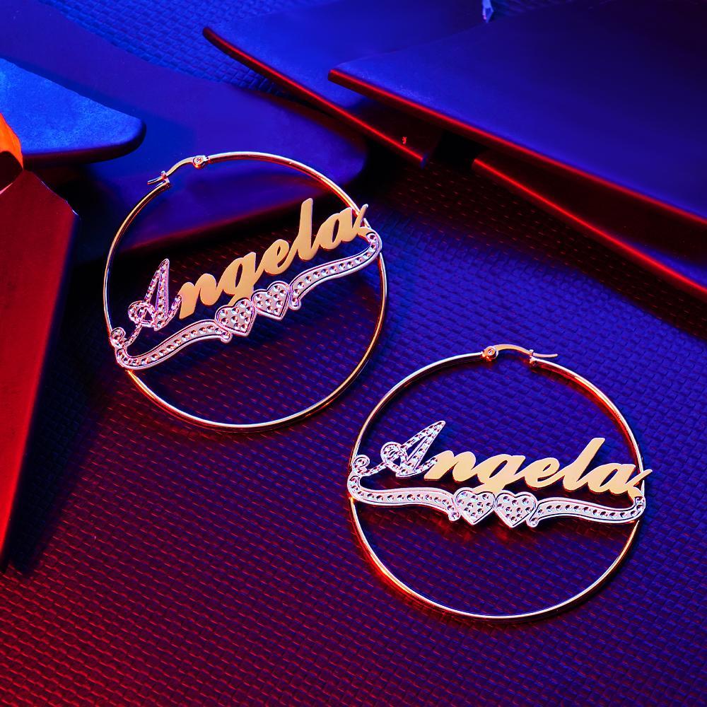 Personalized Hip Hop Name Earrings Initial Name Hoop Earrings Elegant Jewelry Gift For Girls - NameNecklace