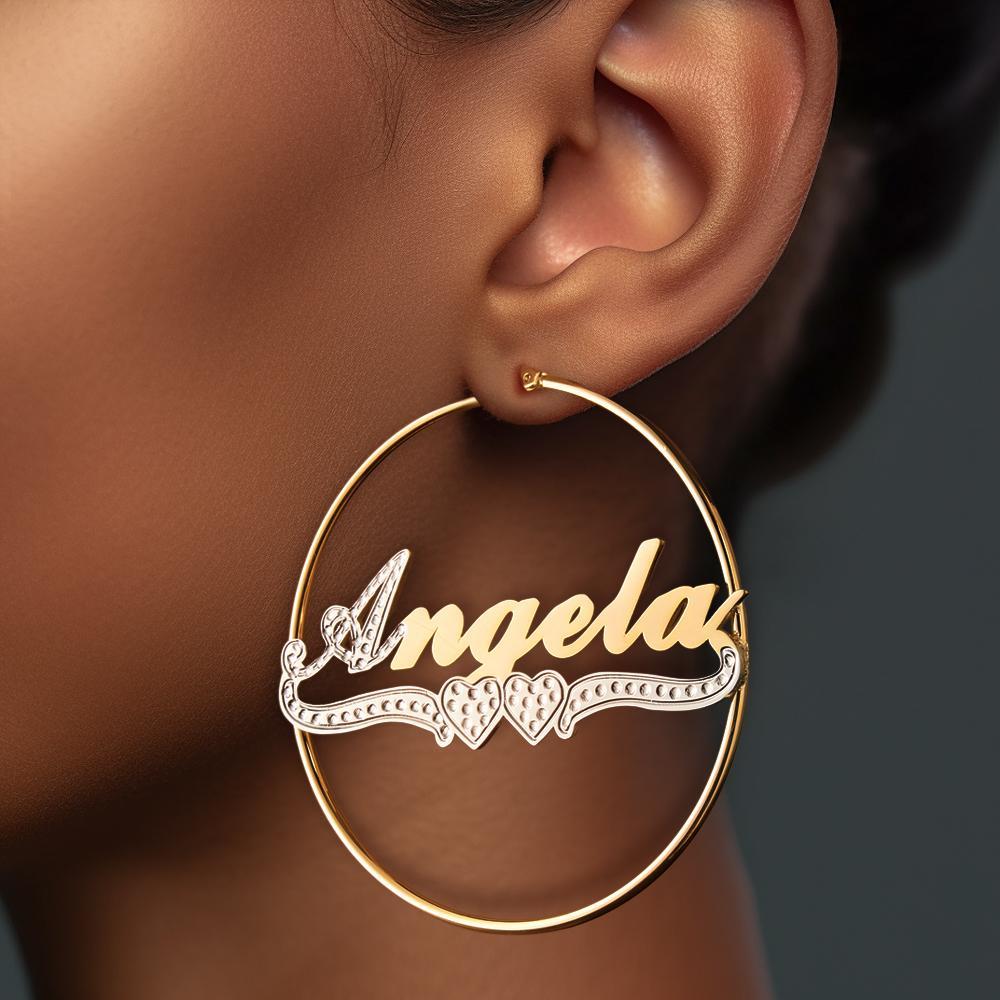 Personalized Hip Hop Name Earrings Initial Name Hoop Earrings Elegant Jewelry Gift For Girls - NameNecklace