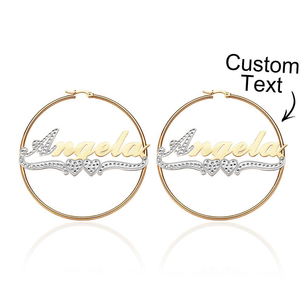 Personalized Hip Hop Name Earrings Initial Name Hoop Earrings Elegant Jewelry Gift For Girls - NameNecklace