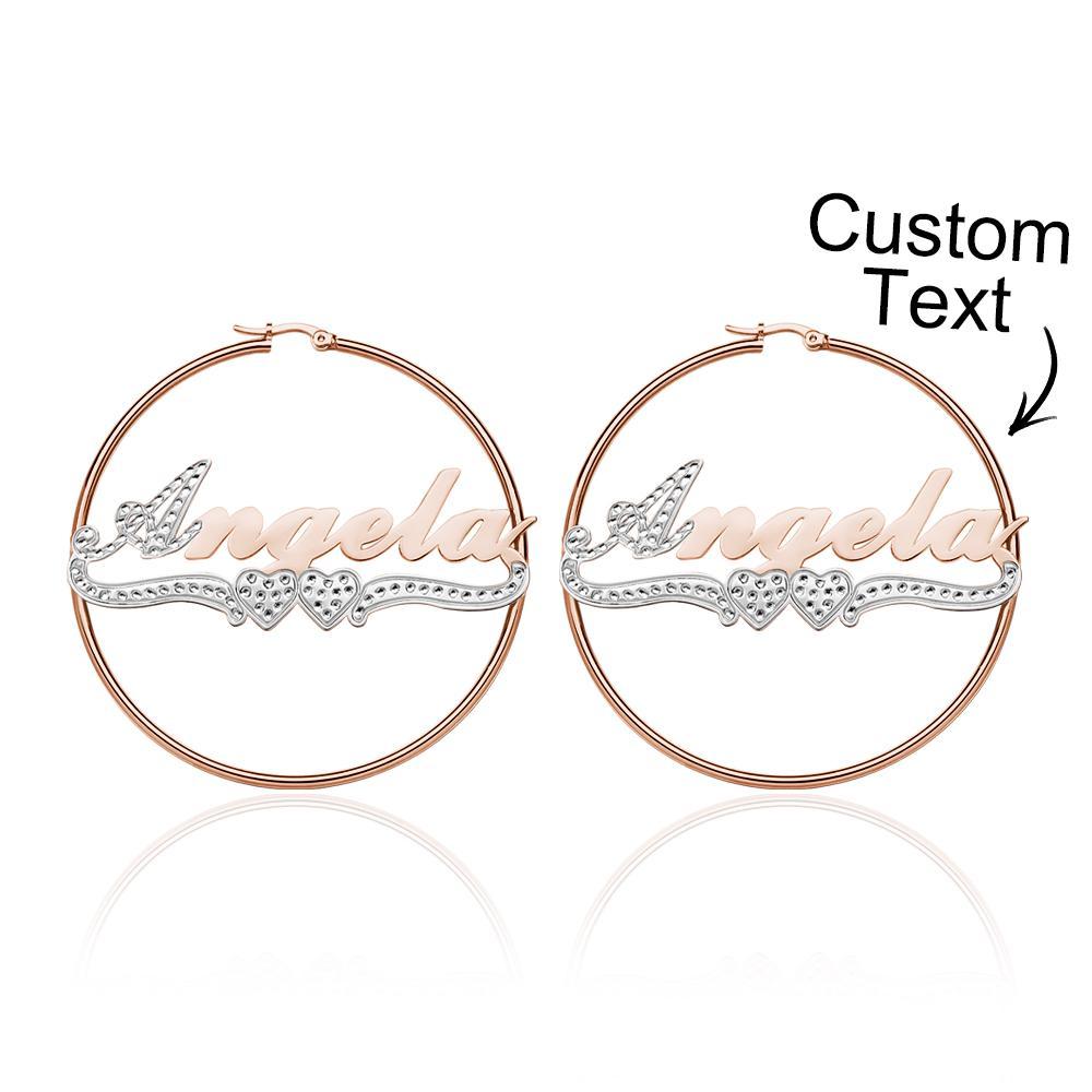Personalized Hip Hop Name Earrings Initial Name Hoop Earrings Elegant Jewelry Gift For Girls - NameNecklace