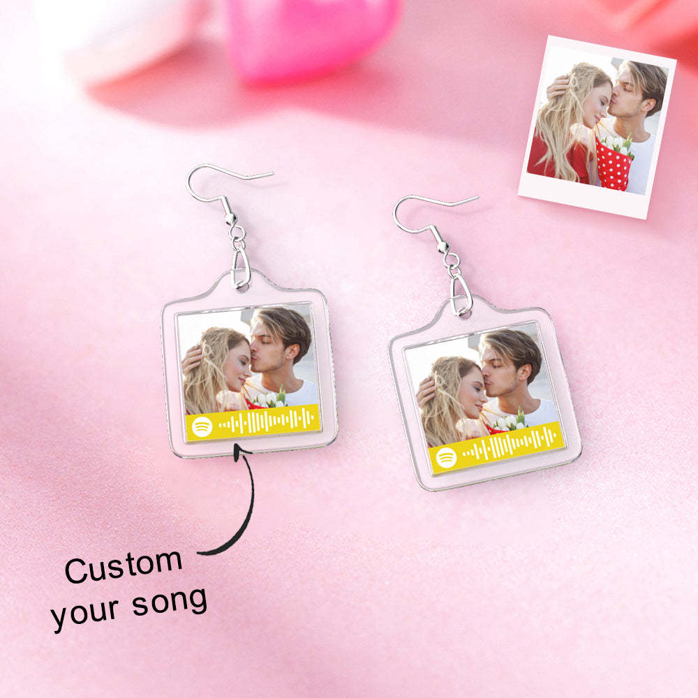Custom Spotify Code Earrings Gift for Her - NameNecklace