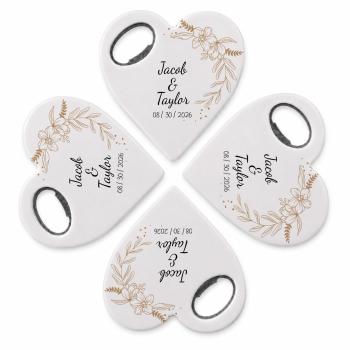 Personalized Heart Shaped Bottle Opener Magnet Custom Heart Bottle Opener Magne Wedding Guest Favors