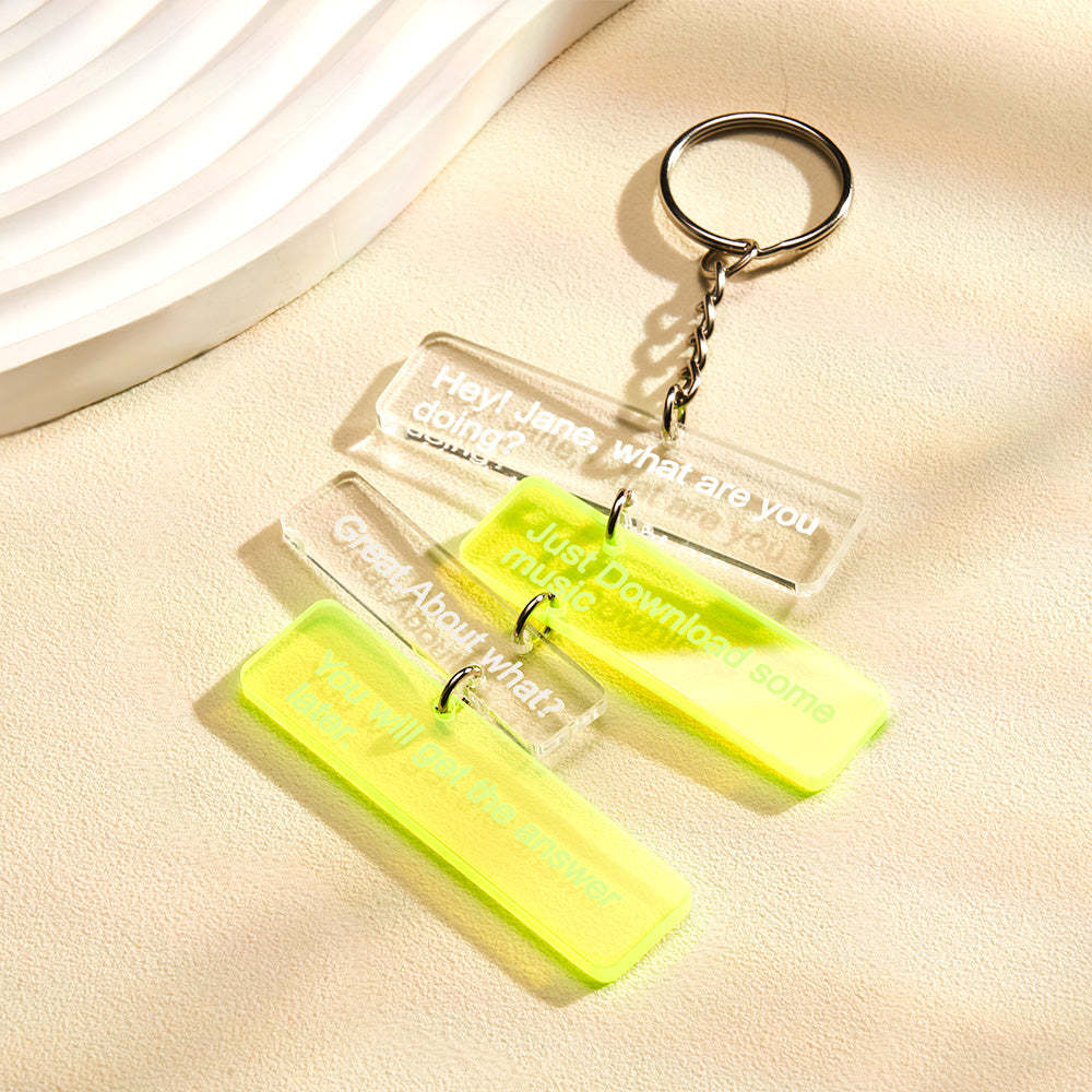 Custom Text Message Acrylic Keychain Personalized Funny Words Key Ring Birthday Gifts - NameNecklace