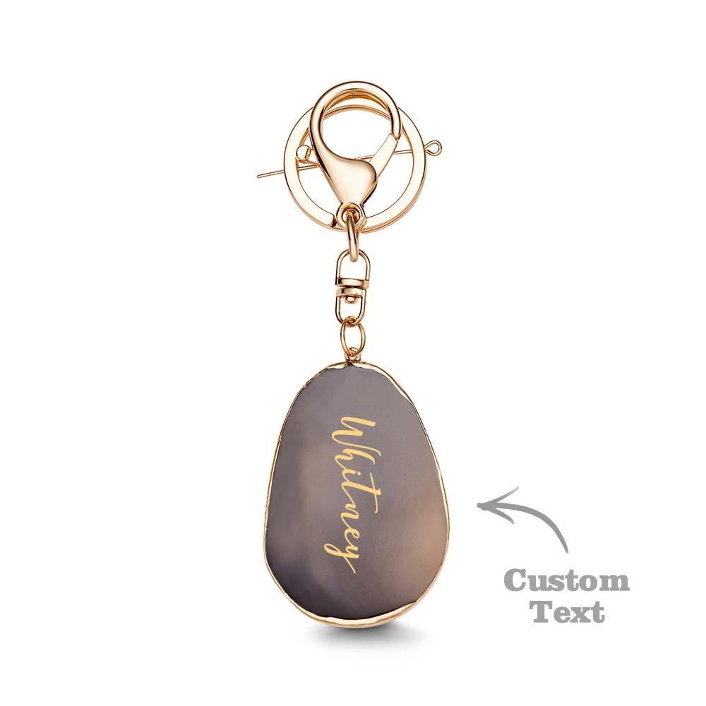 Agate Engraved Keychain Personalized Natural Stone Key Chain Gift For Her - NameNecklace