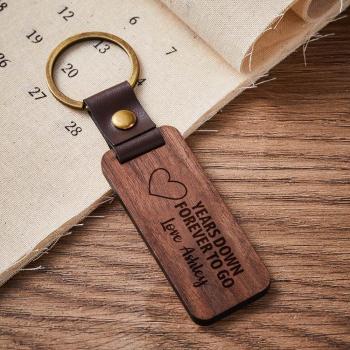 Scannable Spotify Code Wood Keychain Engraved YEARS DOWN FOREVER TO GO Keychain Father's Day Gifts - NameNecklace