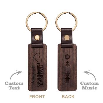 Scannable Spotify Code Wood Keychain Engraved YEARS DOWN FOREVER TO GO Keychain Father's Day Gifts - NameNecklace