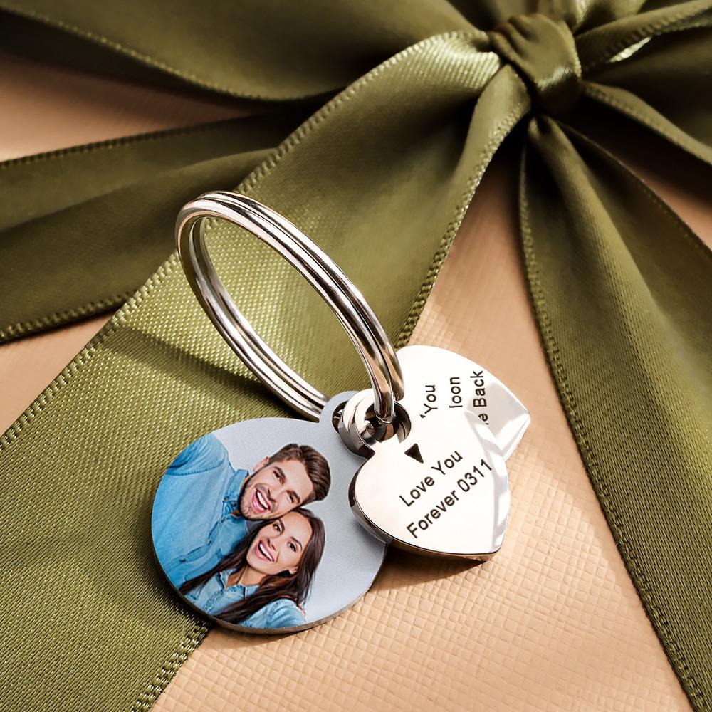 Personalized Photo Family Keychain Engraved Metal Key Chain Gifts For Him - NameNecklace