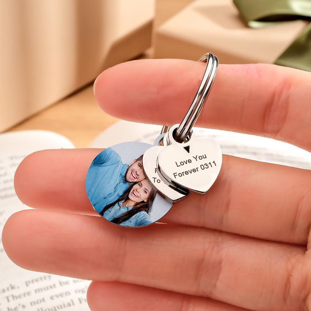 Personalized Photo Family Keychain Engraved Metal Key Chain Gifts For Him - NameNecklace