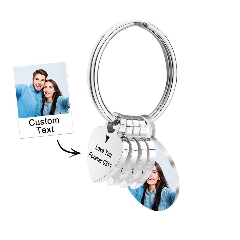 Personalized Photo Family Keychain Engraved Metal Key Chain Gifts For Him - NameNecklace