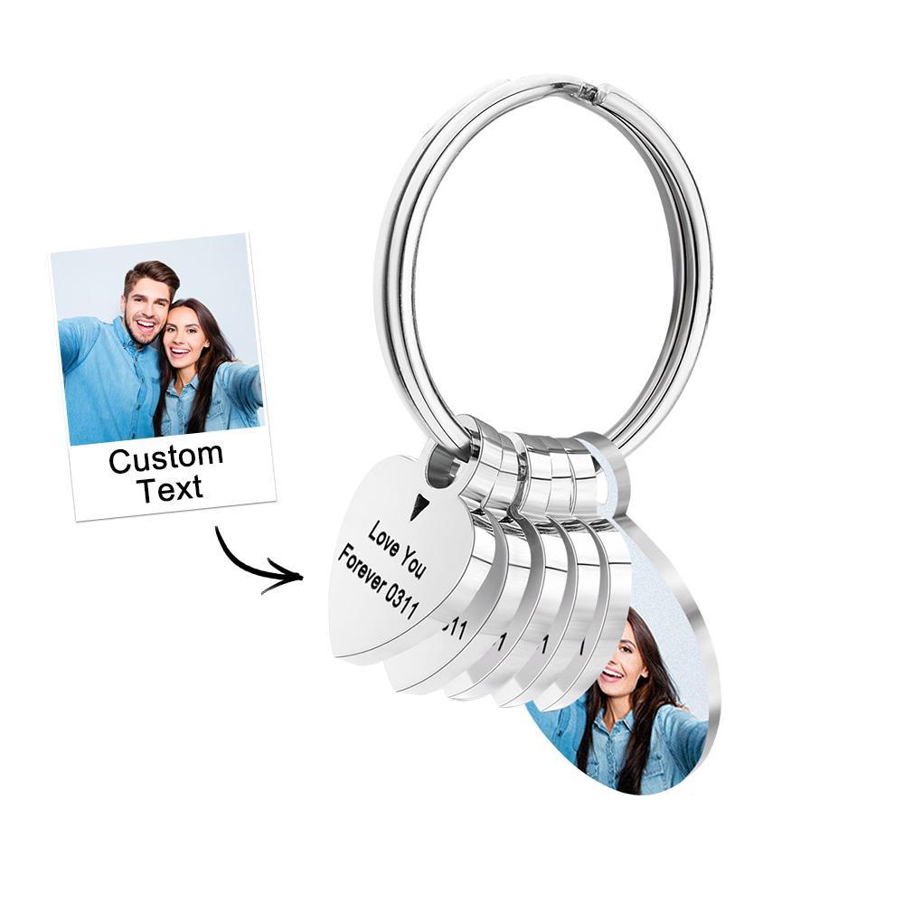 Personalized Photo Family Keychain Engraved Metal Key Chain Gifts For Him - NameNecklace