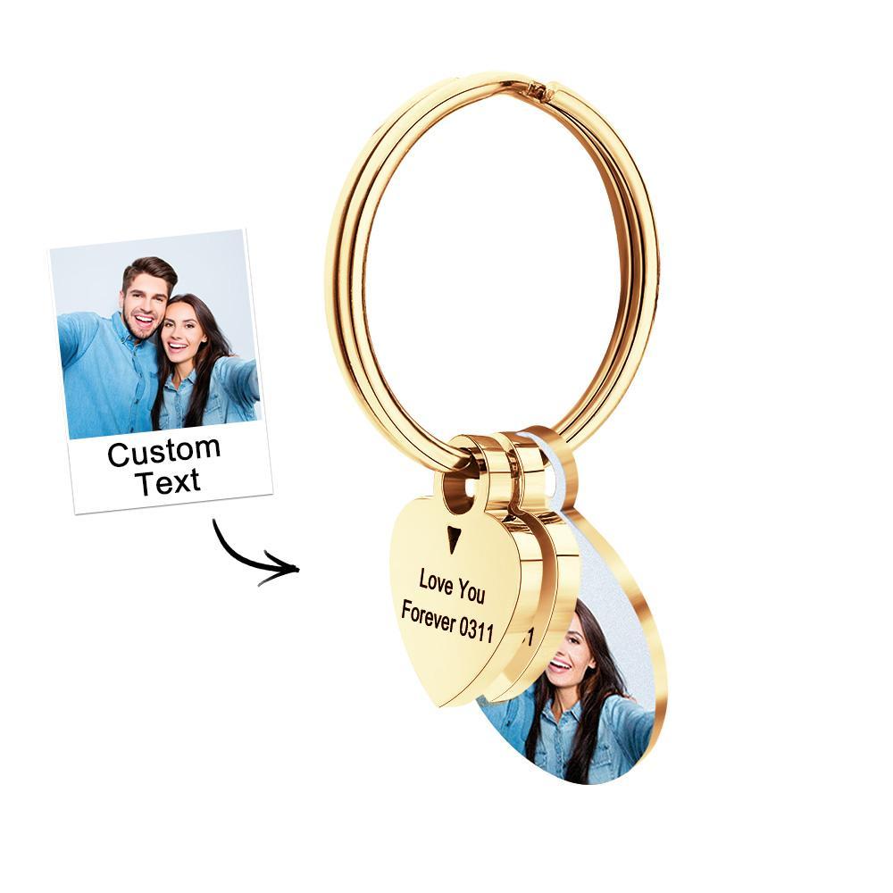 Personalized Photo Family Keychain Engraved Metal Key Chain Gifts For Him - NameNecklace
