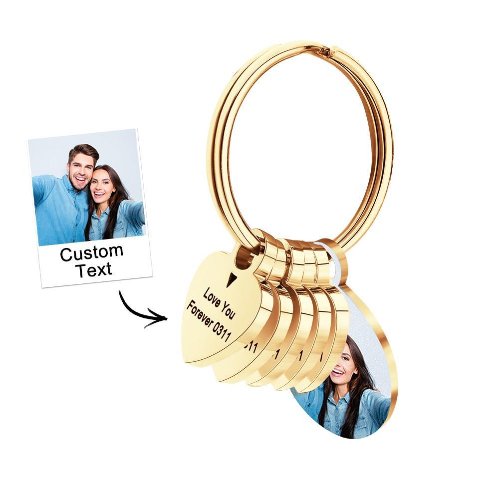 Personalized Photo Family Keychain Engraved Metal Key Chain Gifts For Him - NameNecklace