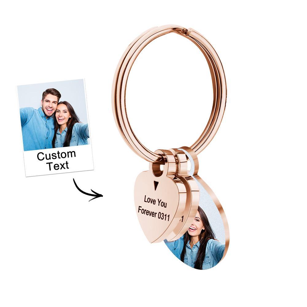 Personalized Photo Family Keychain Engraved Metal Key Chain Gifts For Him - NameNecklace