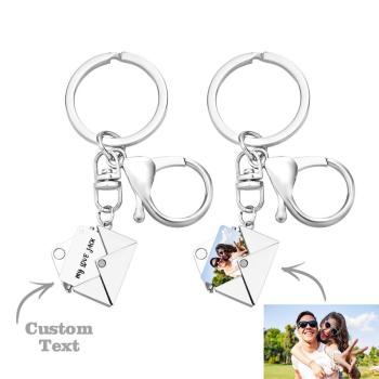 Custom Photo Keychain Mail Envelope Picture Key Ring Locket Gifts - NameNecklace