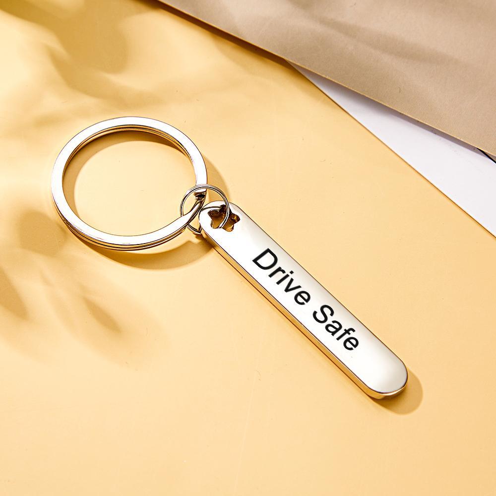 Custom Engraved Keychain Phone Number Drive Safe Metal Gifts - NameNecklace