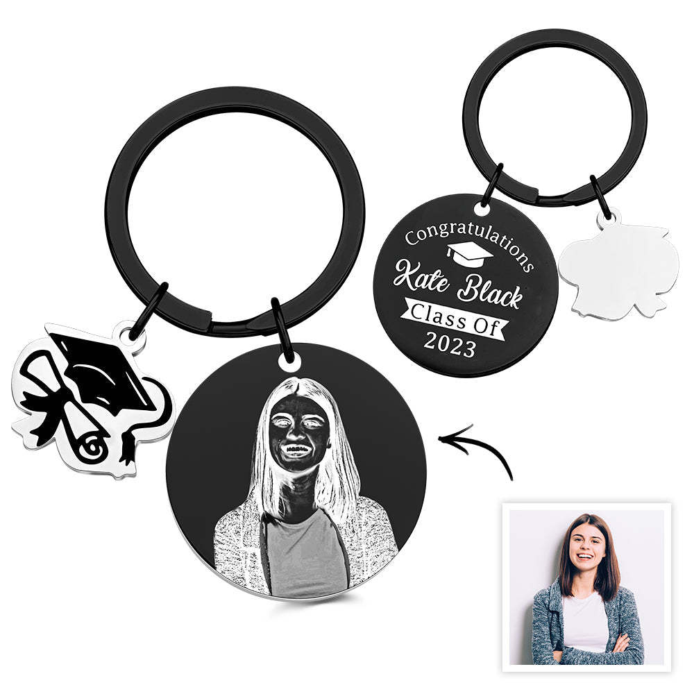 Personalized Graduation Photo Keychain Custom Engraved Commemorative Gifts for Him - NameNecklace
