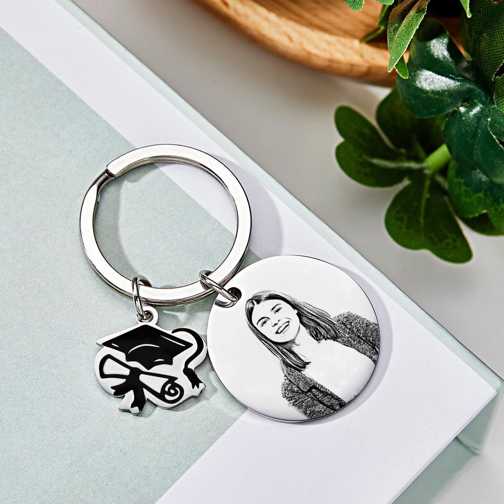 Personalized Graduation Photo Keychain Custom Engraved Commemorative Gifts for Him - NameNecklace