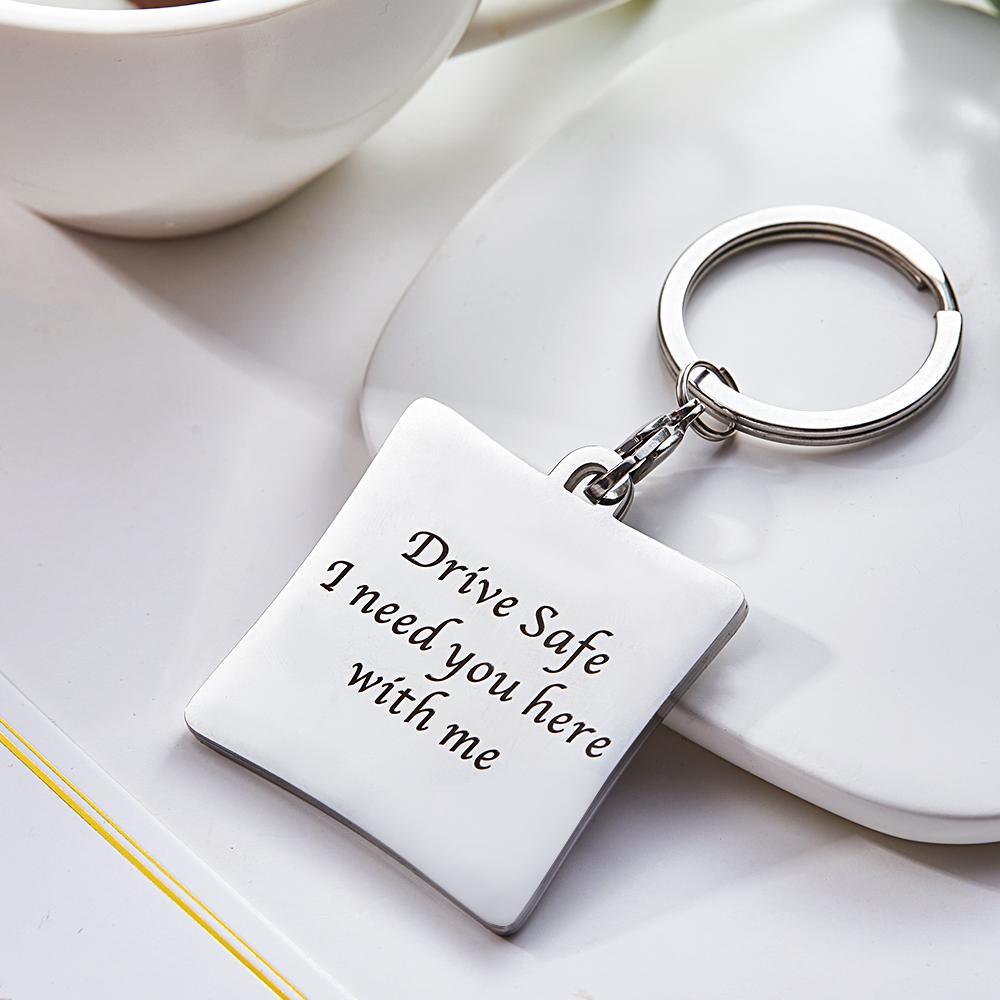 Personalized Photo Keychain Engraved Sturdy Stainless Steel Key Ring Gifts For Him - NameNecklace