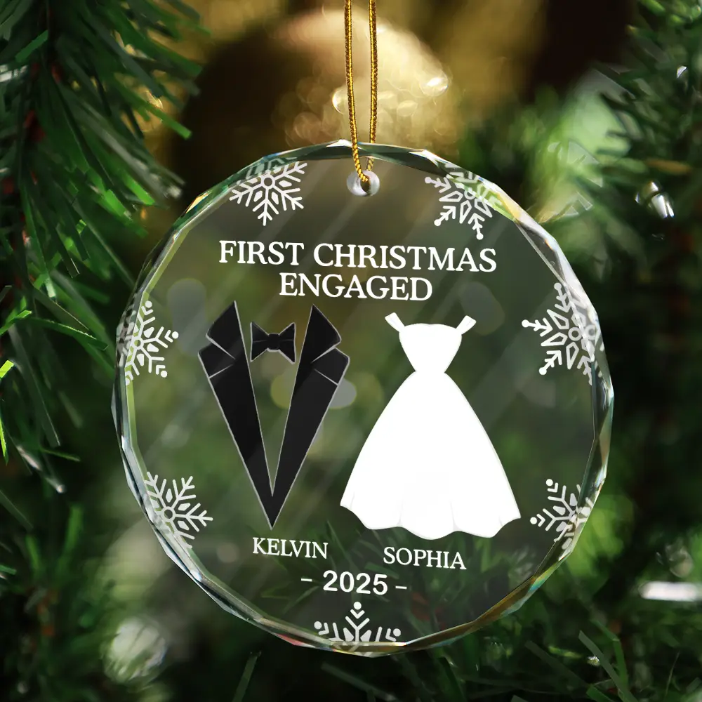 Personalized First Christmas Married Ornament First Christmas as Mr. & Mrs. Heart Shaped Glass Ornament Custom "Our First Christmas" Heart Ornament for Newlyweds
