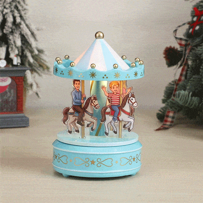 Custom Portrait Carousel Music Box Ornament Family Member Desktop Decoration Gift For Family - namenecklace