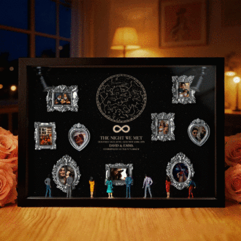 Custom Miniature Art Gallery Shadow Box for Couples Personalized Museum of Us Frame with The Night We Met Star Map Romantic Valentine's Day Gift